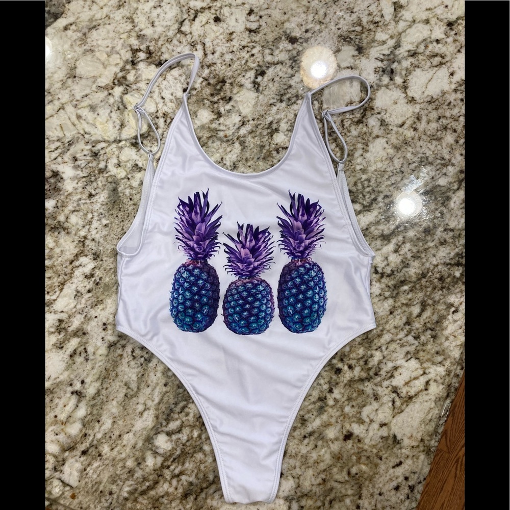 Sassy Pineapple Print One Piece Swimsuit